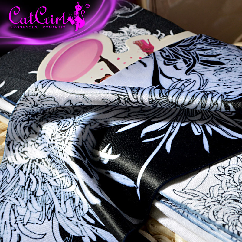 Catgirl Printed Stockings Personality Stockings Trendy Socks Women's Pantyhose Spring and Autumn Gradient Stockings Purple