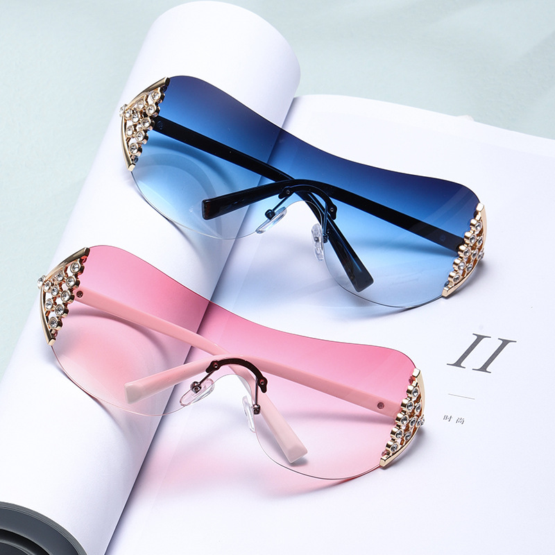 2024 New Frameless Fashion Trend Sunglasses Uv-Proof Special-Shaped Glasses Spot Drill Sunglasses Wholesale 5845