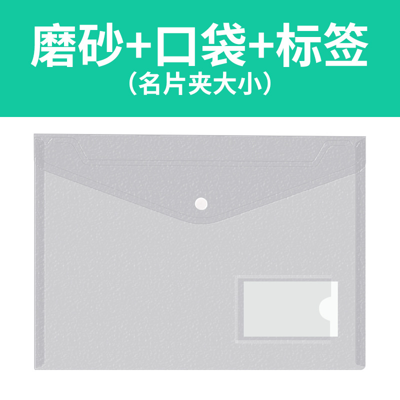 Changhe Wholesale Plastic File Folder Pocket with Label Remarks Color A4 Transparent File Bag Thickened Storage Information Bag