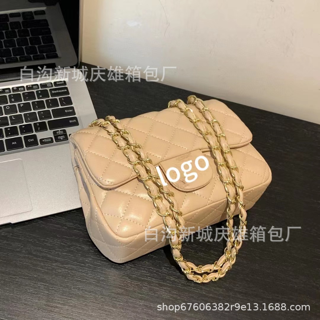 [Foreign Trade Wholesale] New Chain Bag Chanel's Style One Shoulder Bag Sheepskin Square Fat Small Square Bag Rhombus Storage Bag