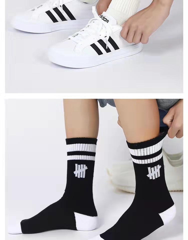 undefeated不败五道杠男女中筒加厚毛巾底春秋季潮牌篮球运动袜子