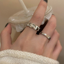 素圈破碎锆石戒指女ins冷淡风情侣组合对戒指环个性小众设计新款
