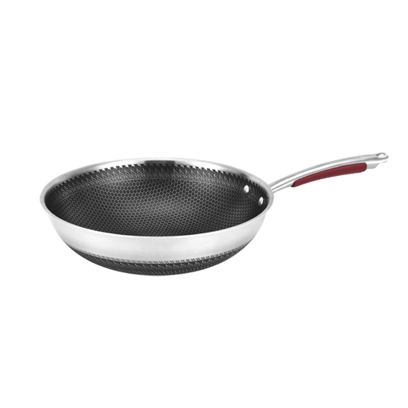 Three-Layer Steel 316 Stainless Steel Double-Sided Screen Non-Stick Wok Non-Stick Stainless Steel Less Lampblack Shovel Available