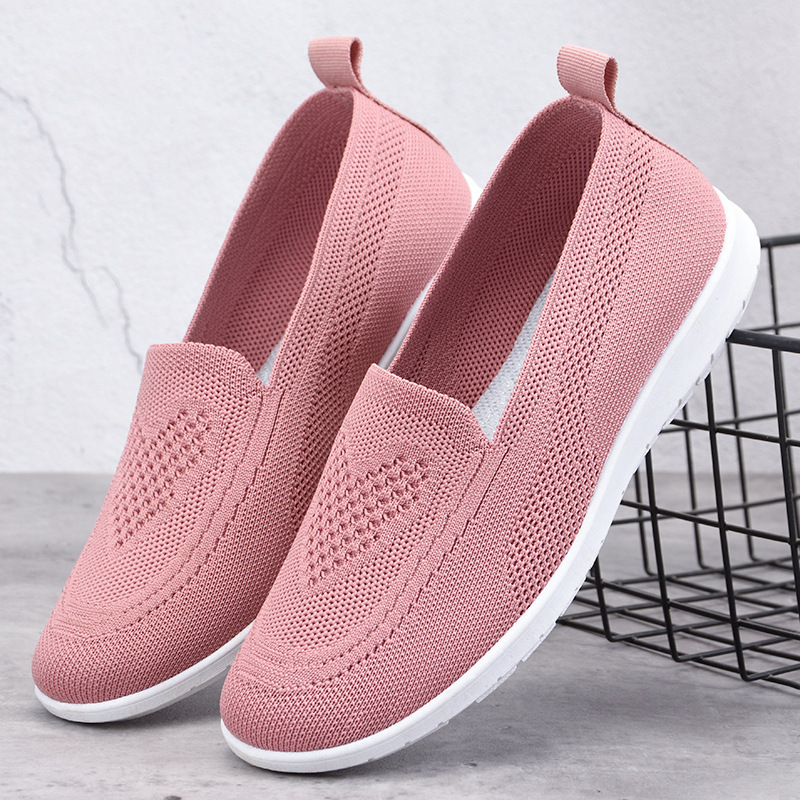 Women's Shoes New Foreign Trade Women's Shoes Beijing Cloth Shoes Flying Woven Casual Breathable Flat Low-Top Shoes Soft Bottom Mom Shoes