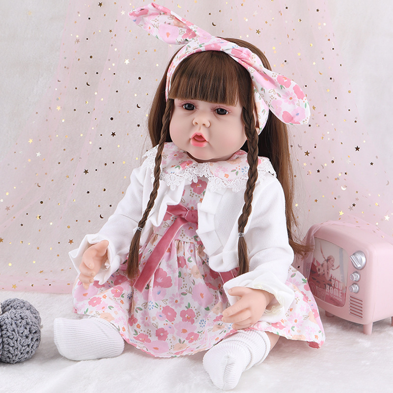 60cm Simulation Baby Reborn Doll Soft Rubber Doll Large Doll Cross-Border New Product Baby Girls' Toy