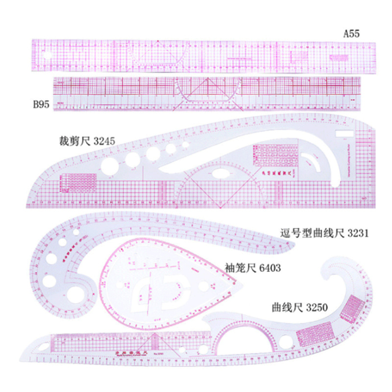 Ruler Pattern Making Ruler Plate Making Ruler Tailor Ruler Cuff Ruler Curve Plate Making Ruler Set Stitch Marker PVC Ruler Combination