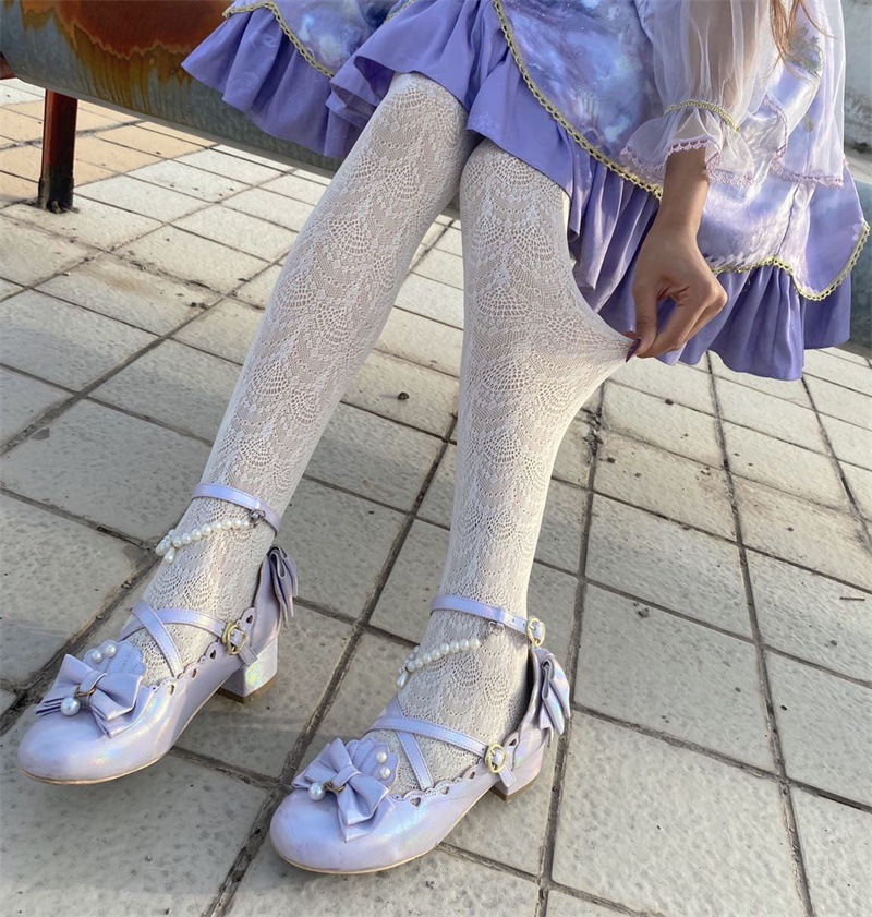 念妃定制性感洛丽塔蕾丝袜连裤袜女雕花网袜镂空薄打底lolita袜子