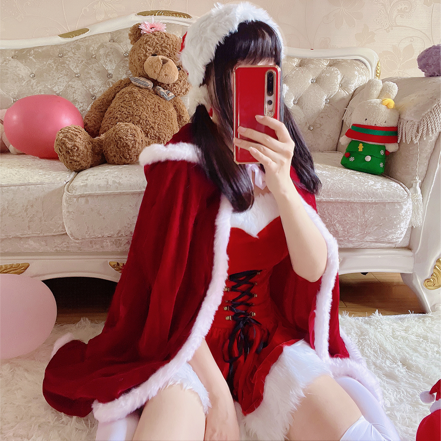 Cosplay Halloween Sexy Shawl Queen Cloak Christmas Clothes Battle Robe Red Big Cloak Christmas Bunny