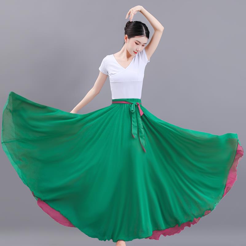 720度大摆裙两面穿广场舞半身裙现代舞新疆演出古典舞蹈服女长裙 图片