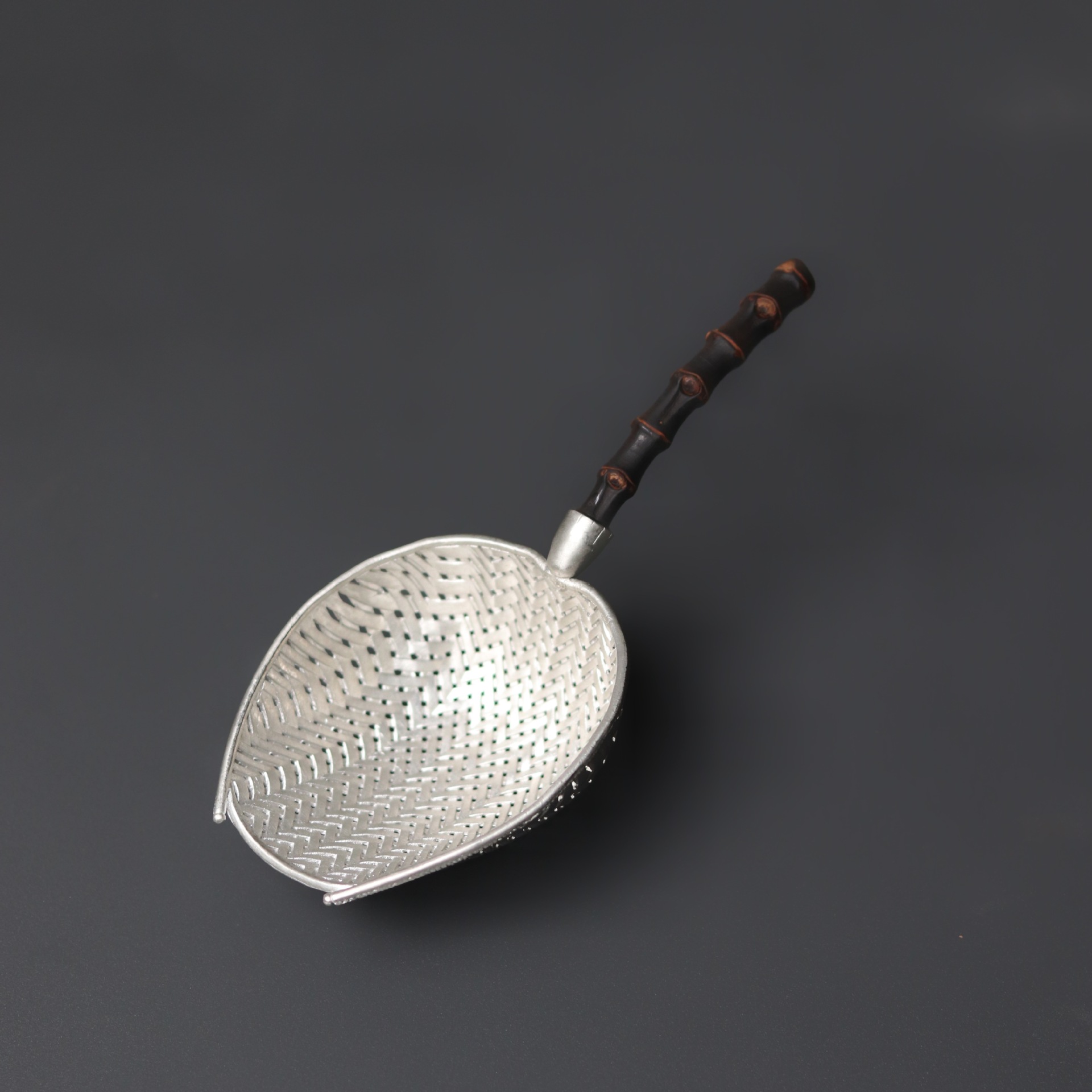 纯锡紫竹柄茶漏茶滤网茶铲茶叶过滤器围炉煮茶茶具配件