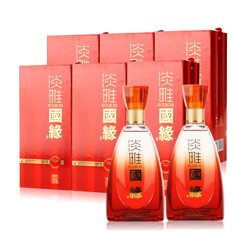 今世缘淡雅国缘 红淡雅国缘 42度500ml*6瓶整箱装 国产白酒送礼袋