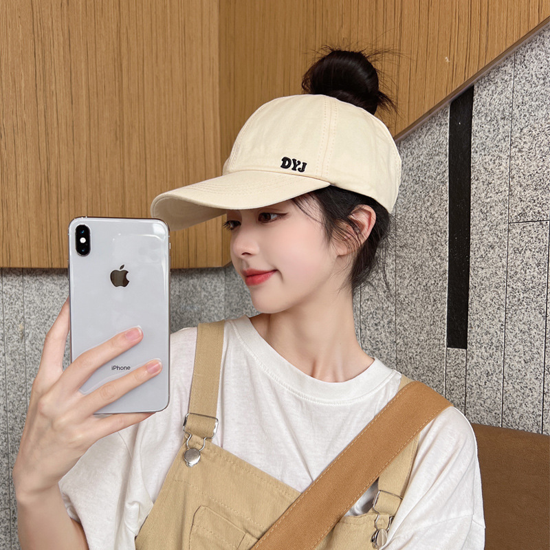 High Ponytail Peaked Cap for Women Spring and Autumn Outdoor Sun Protection Sun Hat Uv Protection All-Match Peaked Cap Tide