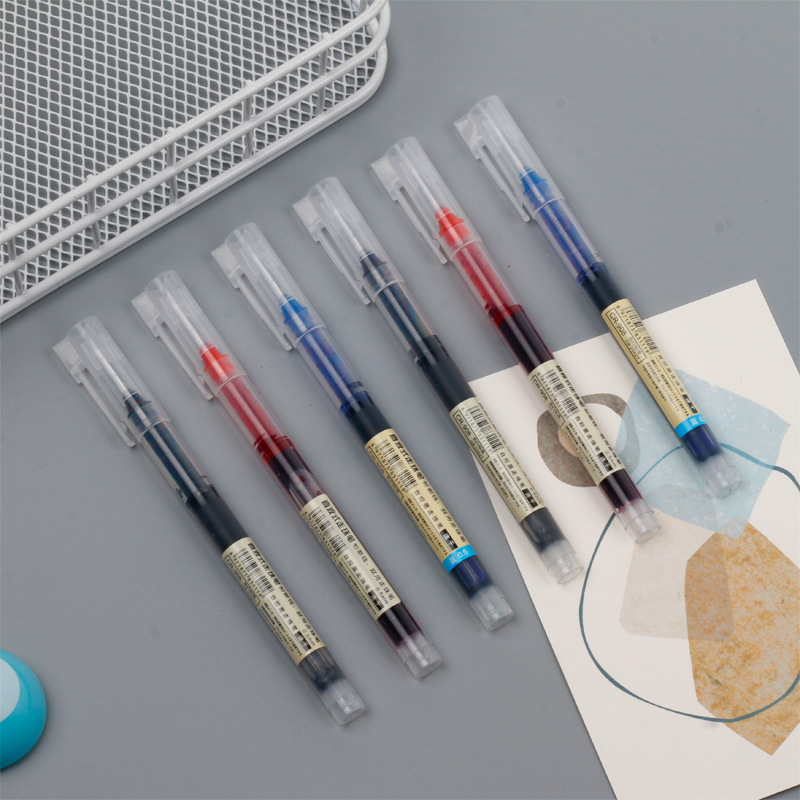 黑红直液走珠笔大容量水性液体速干针管中性笔学生办公签字笔批发