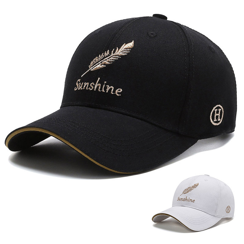 Hat Men's Summer New Peaked Cap Korean Style Fashionable Outdoor Casual Fashionable Feather Embroidered Baseball Cap for Women