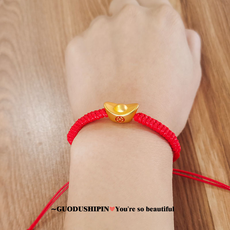 漫梵曦合金招财金元宝手链送男友发财元宝可调手绳幸运银元手饰品