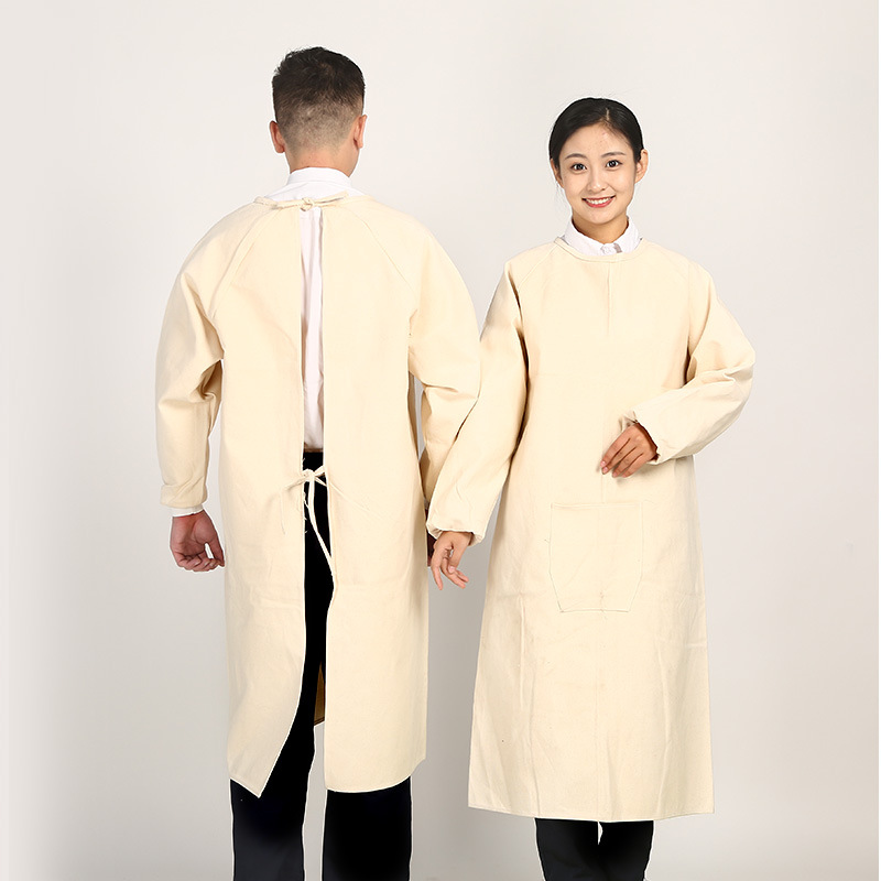 加厚白帆布反穿衣倒穿衣电焊工焊接服劳保耐用隔热防火花围裙罩衣