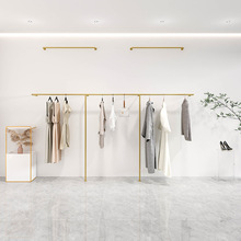 服装店展示架上墙陈列架男女童装挂衣服货架纳米金落地挂衣架金色