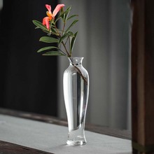 吹制玻璃花瓶透明插花水培花器家居餐桌客厅新中式禅意水养观音瓶