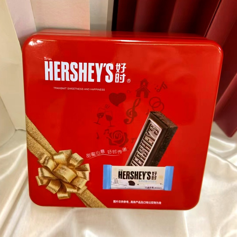 hersheys好时之吻巧克力16粒红色铁盒装礼盒装满月成品结婚喜糖