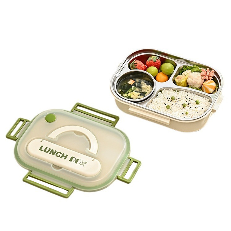 Simple Lunch Box Stainless Steel Lunch Box Student Cute English Office Lunch Box Sealed Compartment Fashion Lunch Box