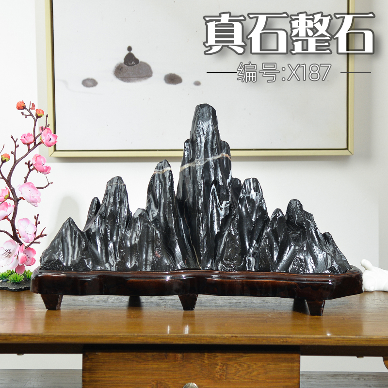 gju8灵璧石玄关靠山石办公室摆件奇石中式文房观风水窗台石天然石