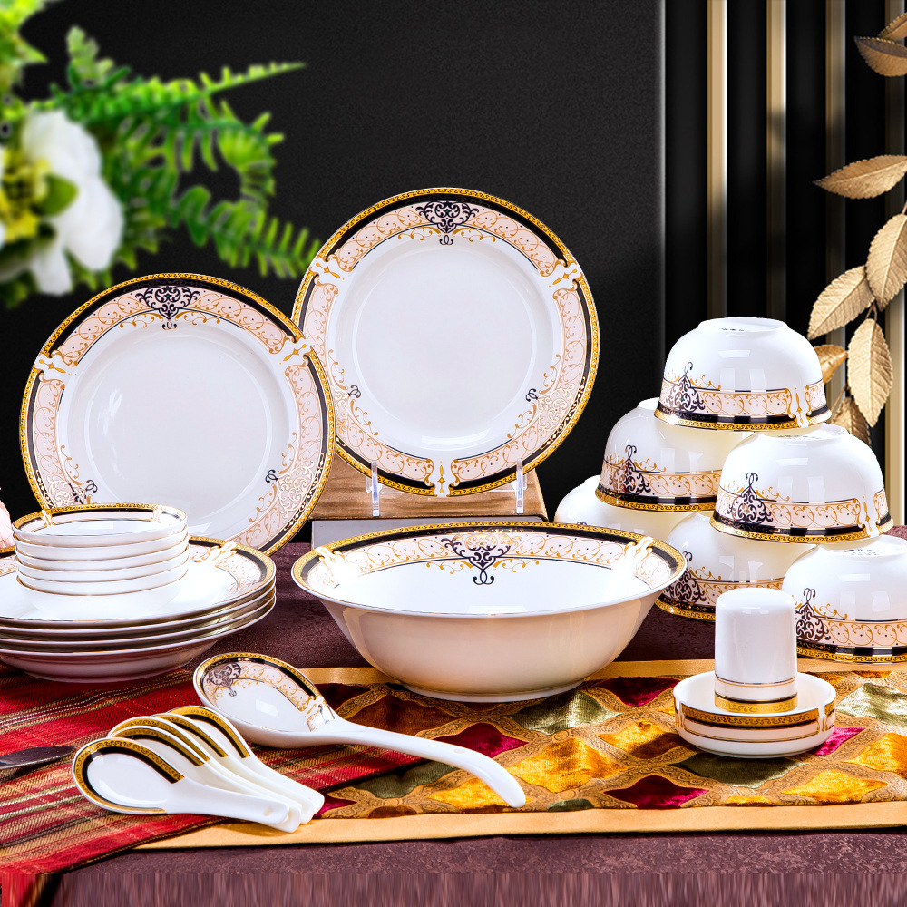 餐具套装批发28头礼品餐具景德镇陶瓷餐具套装欧式盘子骨瓷碗盘碟