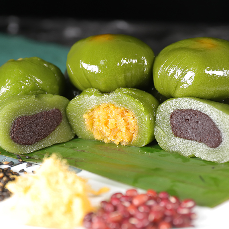 青团清明果批发蛋黄肉松红豆沙黑芝麻工厂艾草青团子糕点批发代发