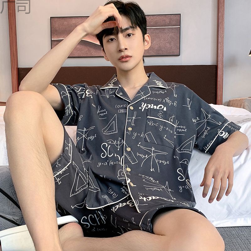 夏季睡衣男短袖加肥大码200斤宽松夏天男士家居服套装夏款可外穿