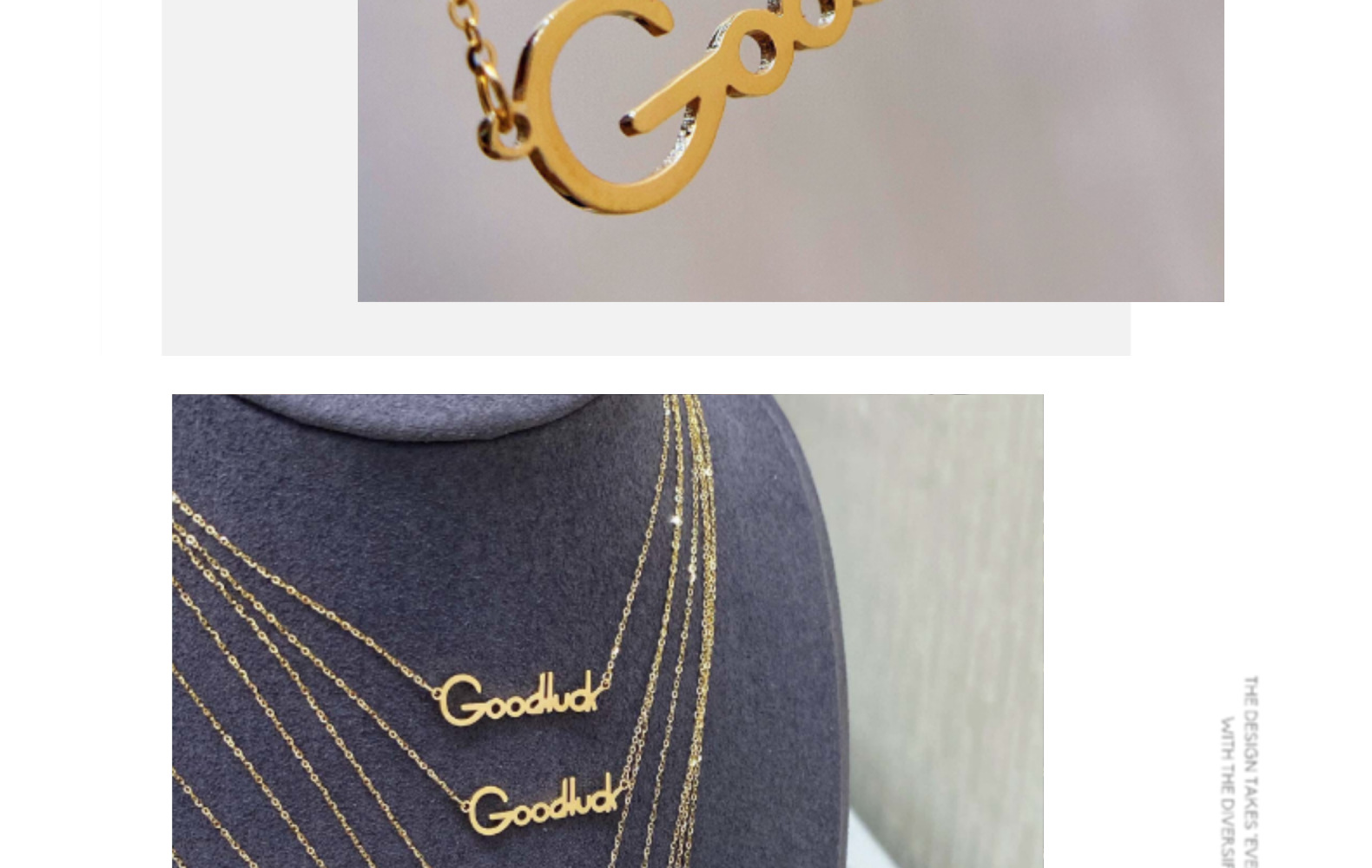 证书可刻字goodluck英文字母锁骨链18k金au750黄金项链女水贝珠宝