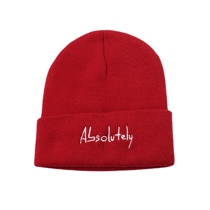 Cross-Border Letter Embroidery Knitted Hat Korean Autumn and Winter Woolen Cap Outdoor Warm Hat Trendy Men and Women Sleeve Cap Beanie Hat