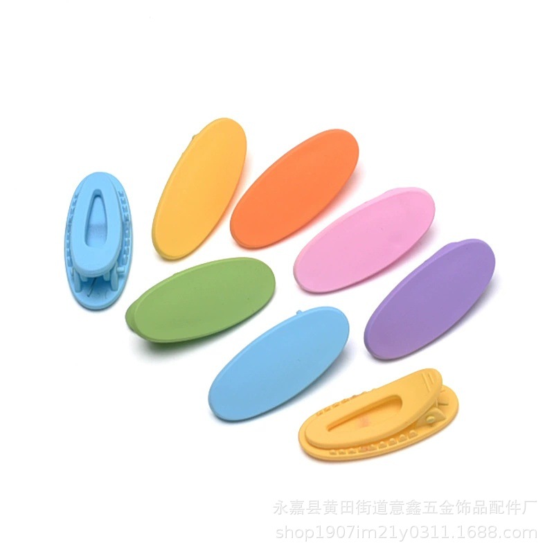 Oval Frosted Duckbill Clip Candy Color Creative Barrettes DIY Cream Glue Material Package Barrettes Resin Accessories