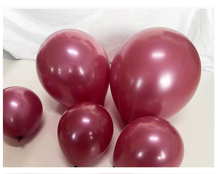 厂家批发5寸10寸12寸珠光气球圆形加厚婚庆气球酒红色珠光气球