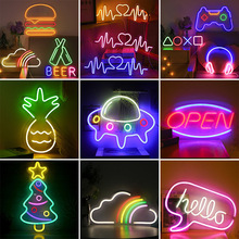 创意造型LED透明背板霓虹灯牌酒吧夜市电竞房生日求婚USB氛围灯