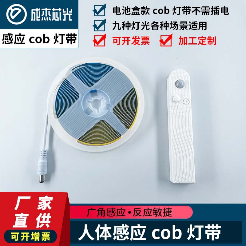 led灯带人体感应灯电池盒5V cob灯带智能灯带衣柜橱柜灯楼梯灯
