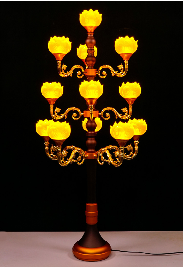 厂家直销琉璃莲花灯插电佛堂寺庙落地发型佛灯佛前供灯长明灯
