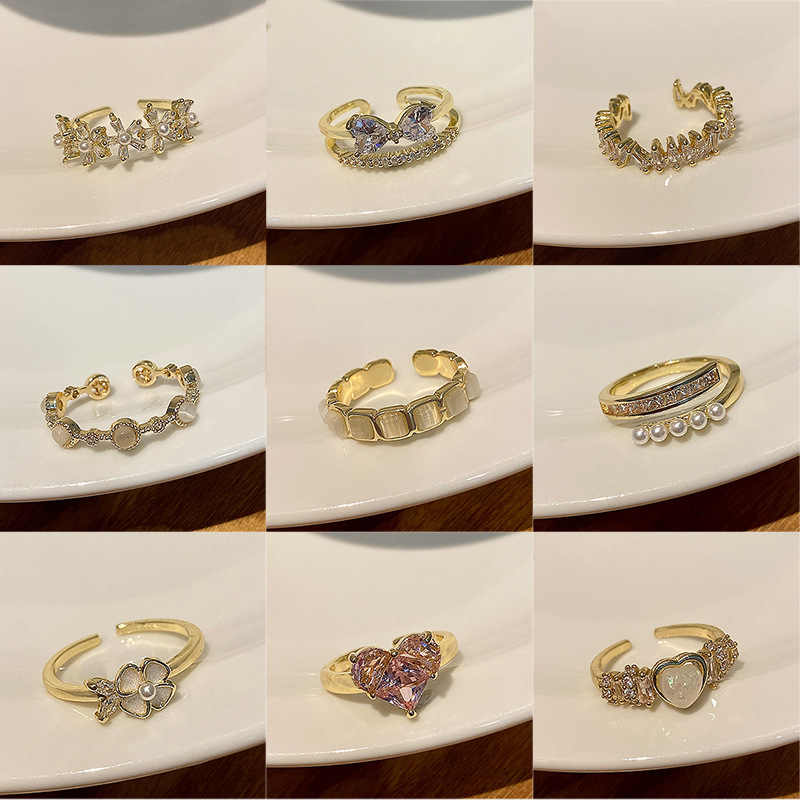 Korean-Style Luxury High-Grade Pearl Ring for Women Retro Minority Zircon Opening Ring Hot Girl Hand Jewelry Wholesale