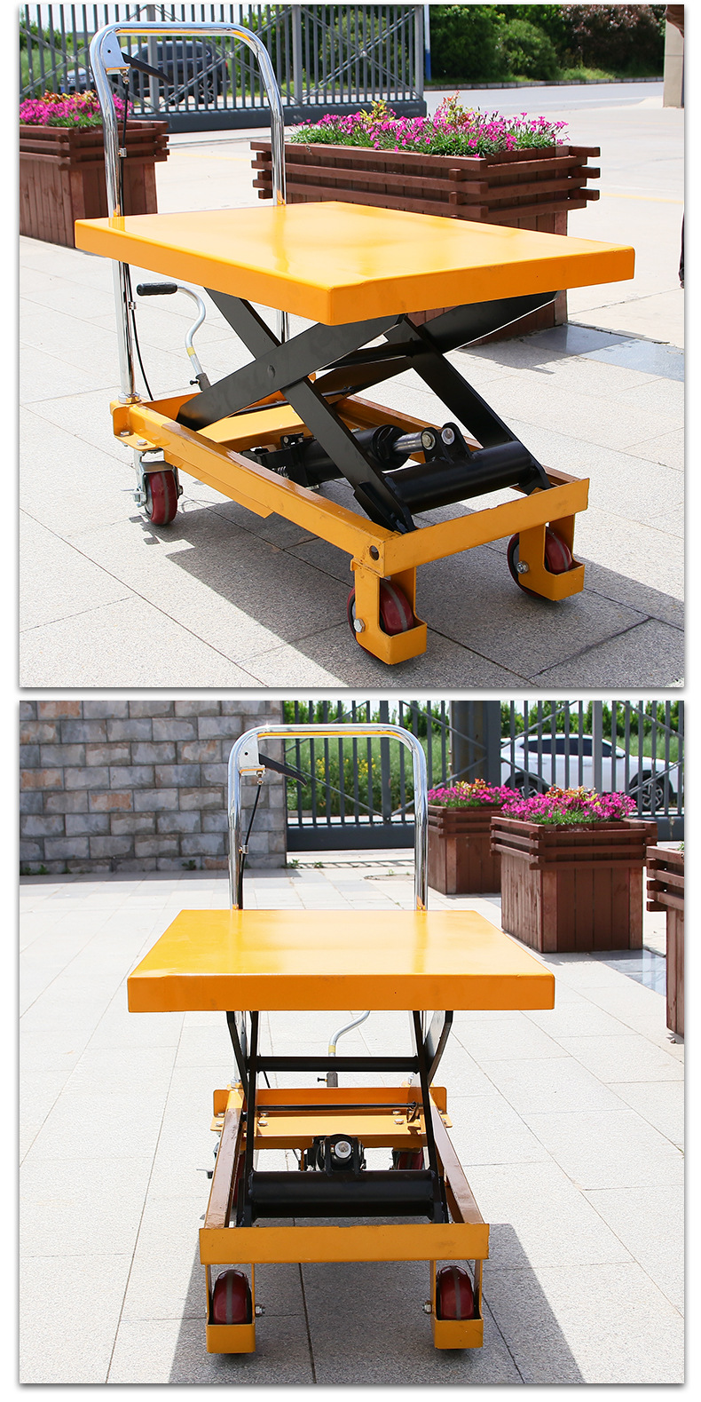 手动液压升降小平台 移动手动液压小推车升降平台 剪叉式平台车