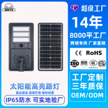 厂家定制太阳能庭院小区街道照明50W80W100W一体化感应太阳能路灯