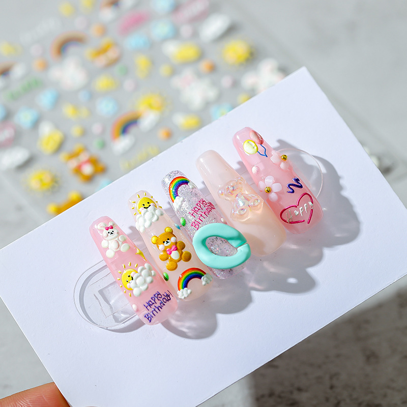 New Craft Iron Three-Dimensional Thin Tough Relief Nail Stickers Thin Transparent Nail Sticker Nail Jewelry Ts1547 Rabbits and Bears Contract