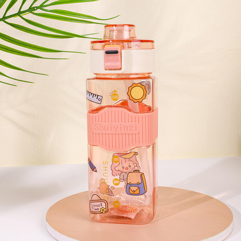 Y96 Macaron Color Cartoon Cute Large Capacity Women's Fitness Portable Straw Water Bottle Couple Good-looking Water Cup