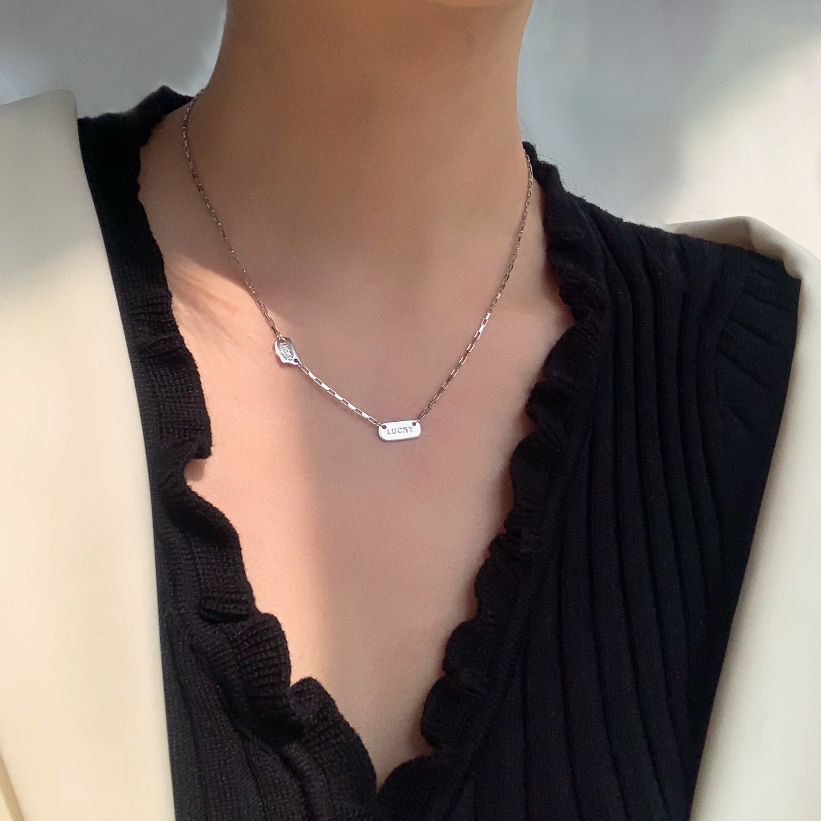 Double-Layer Twin Necklace Ins Cold Style Necklace Simple Sterling Silver Necklace 2021 New Women's Clavicle Chain