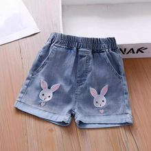 女童夏季牛仔短裤2024女孩新款韩版小兔子休闲五分裤儿童运动裤子