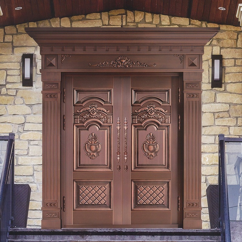别墅大门铜门门真铜门不锈钢镀铜门农村别墅大门进户铜门