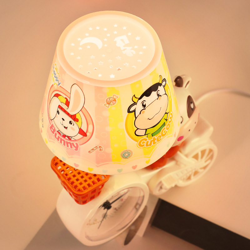 Creative Bicycle Cartoon Led Small Night Lamp Bedroom Bedside Alarm Clock Valentine's Day Company Gift