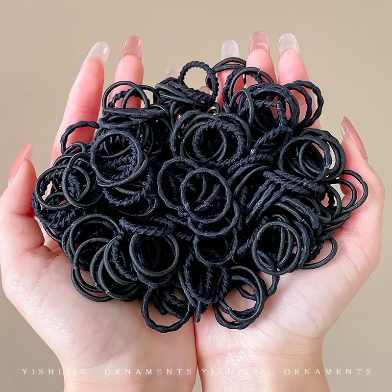 儿童黑色拇指发圈女童发绳头圈扎头橡皮筋宝宝头绳皮套不伤发头饰