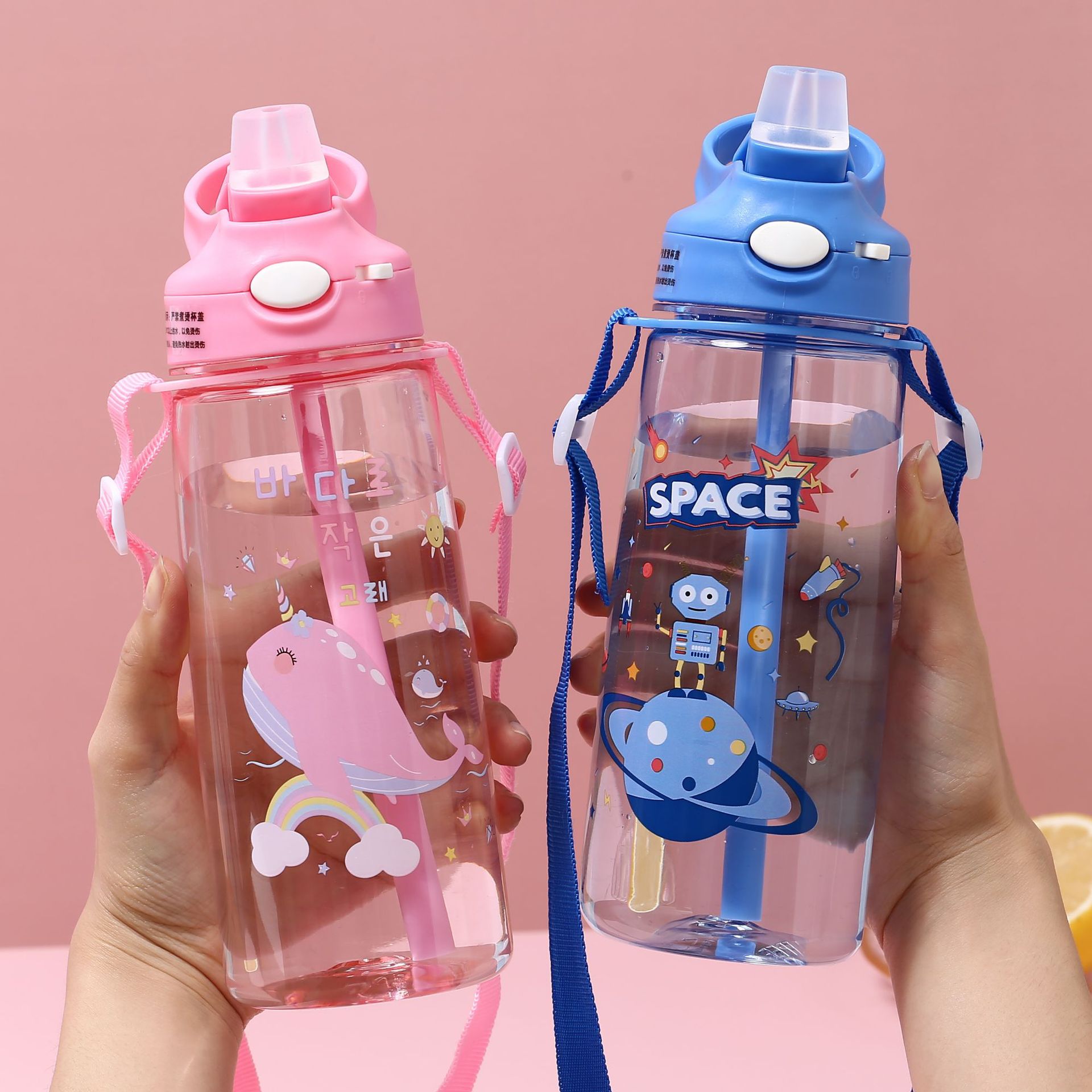 大容量儿童水杯吸管水杯女夏季宝宝水壶幼儿园小学防摔便携水杯子