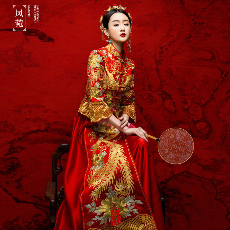 秀禾服新款新娘结婚礼服嫁衣中式婚纱年新款刺绣龙凤褂女婚服