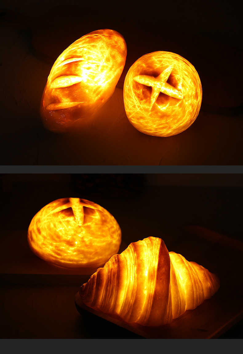 工厂 面包灯牛角包菠萝包欧包氛围灯摆件创意led小夜温馨礼物女友