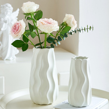 高级感奶油陶瓷花瓶鲜花水培插花摆件客厅餐厅干花装饰品简约现责
