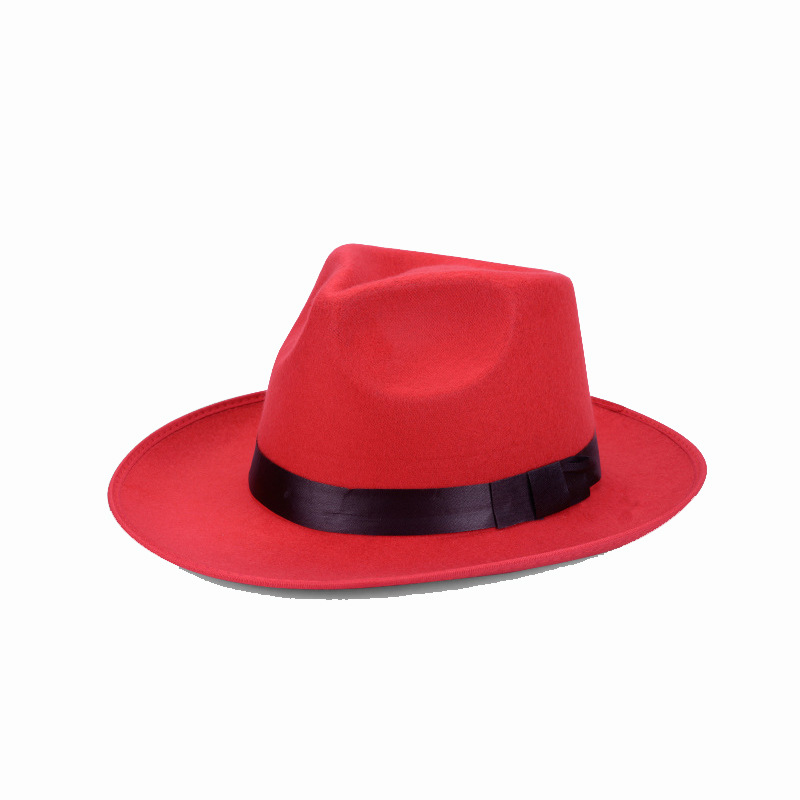 Cross-Border European and American Fedora Hat Men's and Women's Vintage Hat Beach Top Hat Stage Broad-Brimmed Hat British Performance Felt Hat